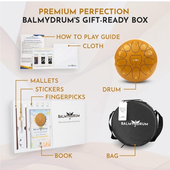 ✨ EUC. Balmy Drum. Gold Steel Tongue Drum. 10 inch - Picture 14 of 16